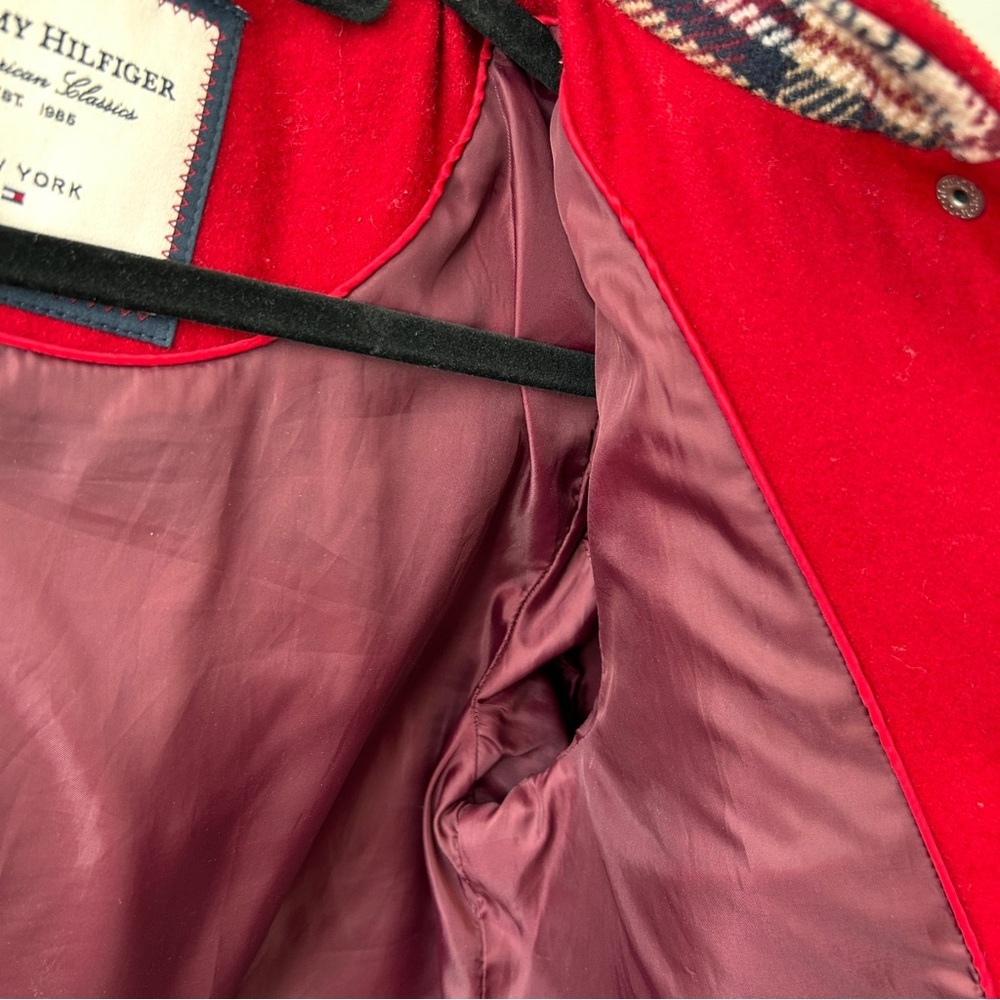 Tommy Hilfiger Women’s Small Wool Blend Coat Jacket Red Hooded Preppy Church EUC - Picture 8 of 15
